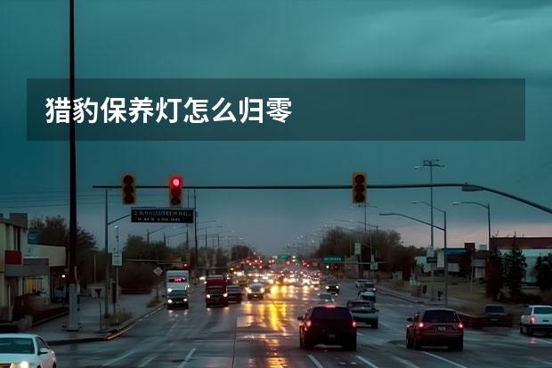 猎豹保养灯怎么归零